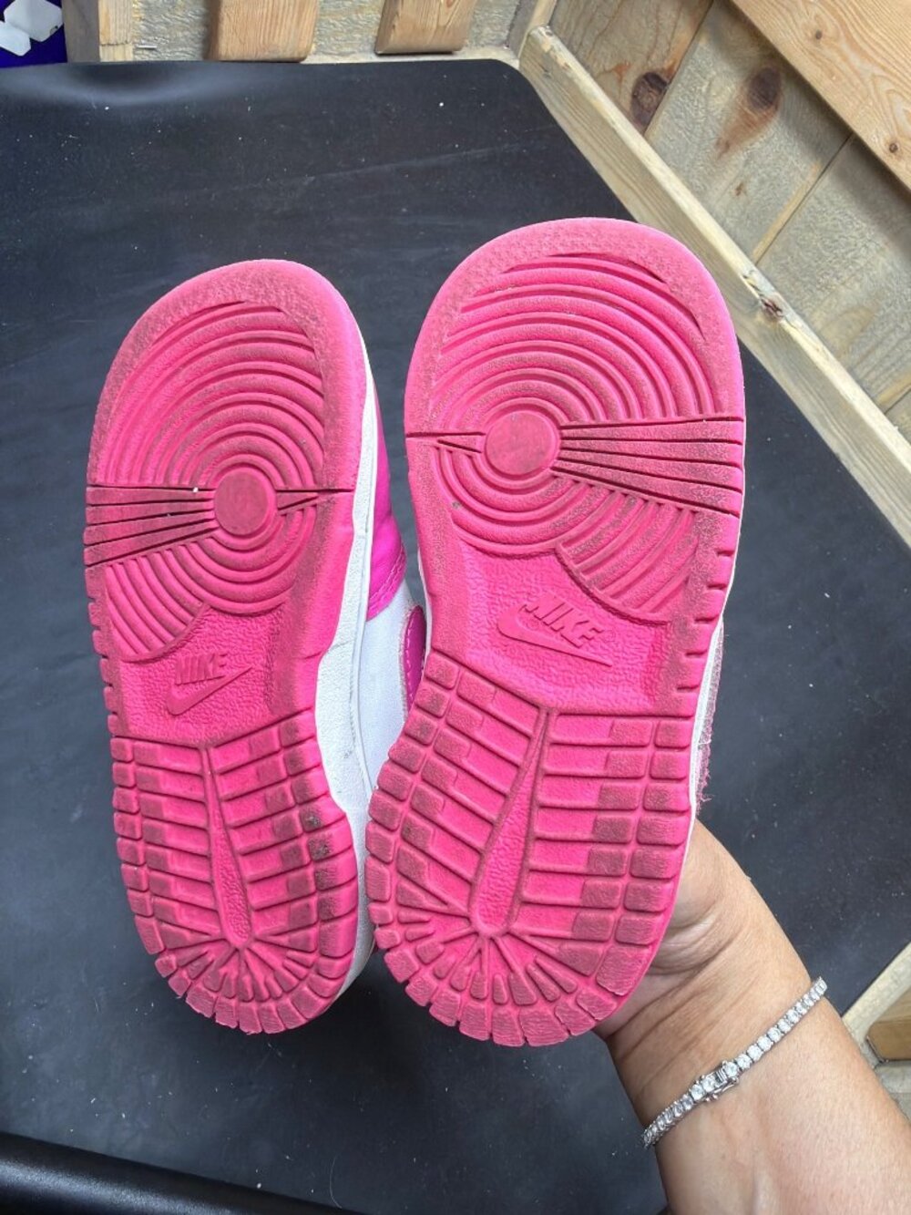 Nike Dunk Low Toddler Girls Shoes Pink White FB9107-102 Size 7.5C / EUR 25 - Picture 8 of 8